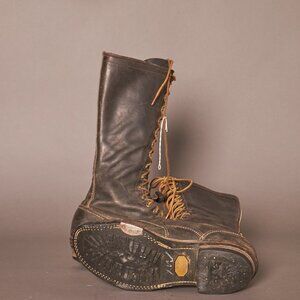 1990s Westco Vibram Sole Pole Climber Logger Black Leather Boots